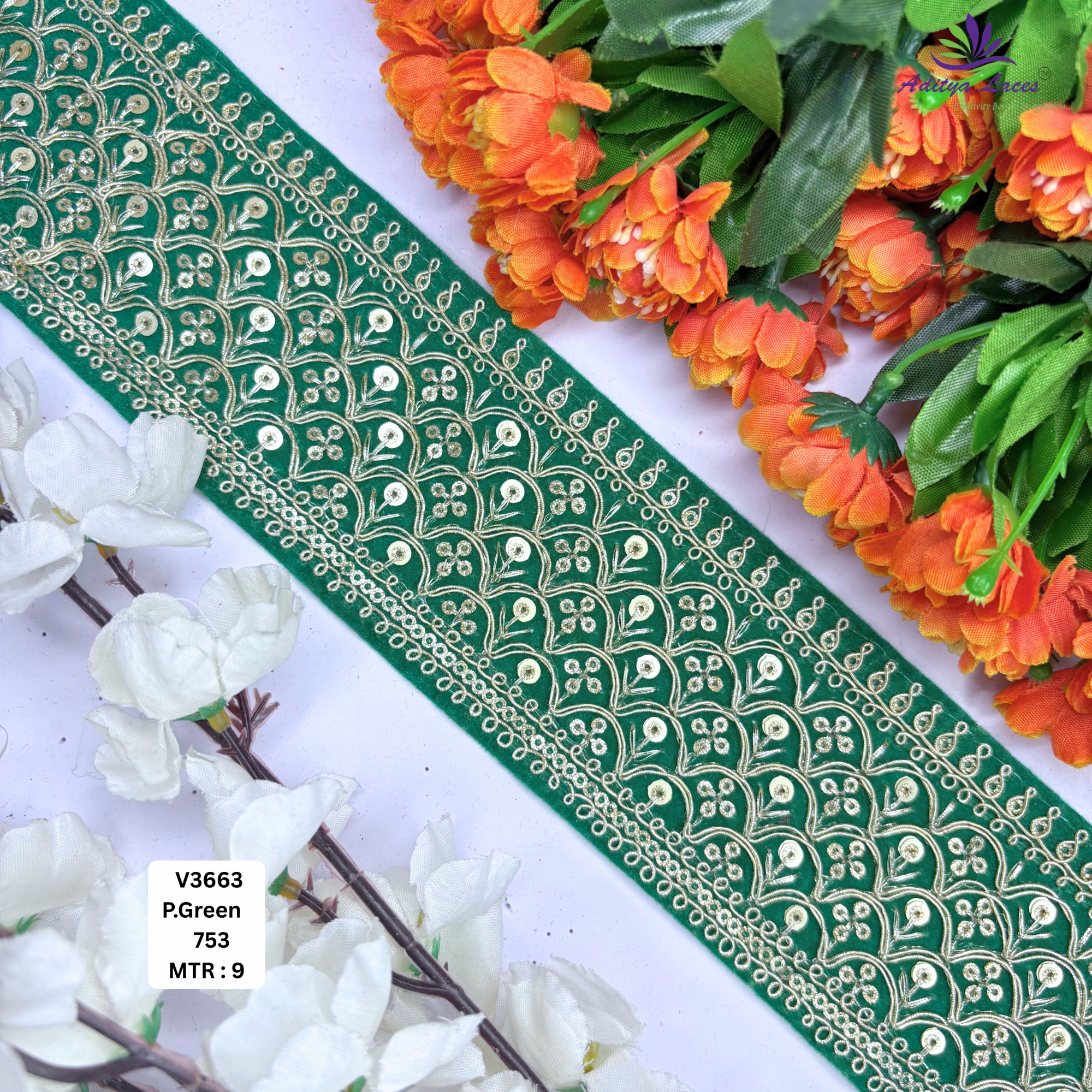 Traditional Velvet Lace Border Trim for Saree Lehenga Bridal Wear