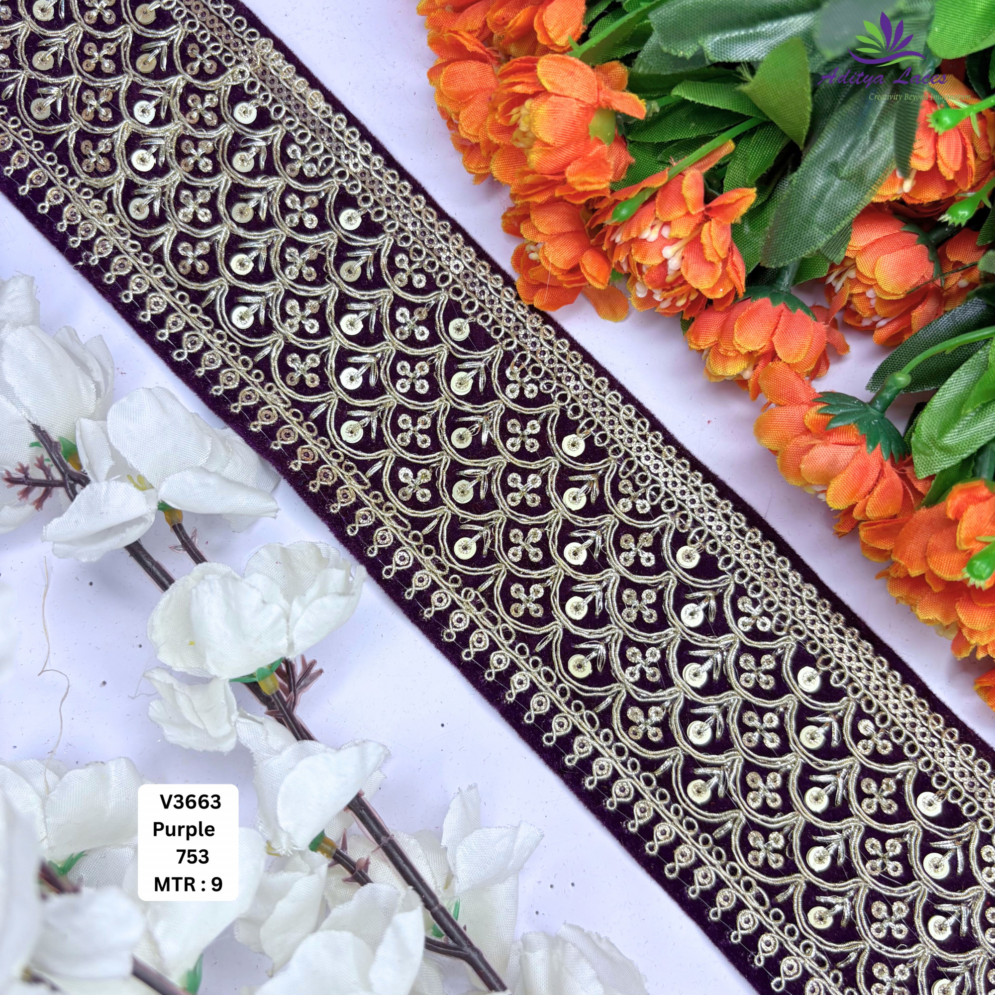 Traditional Velvet Lace Border Trim for Saree Lehenga Bridal Wear