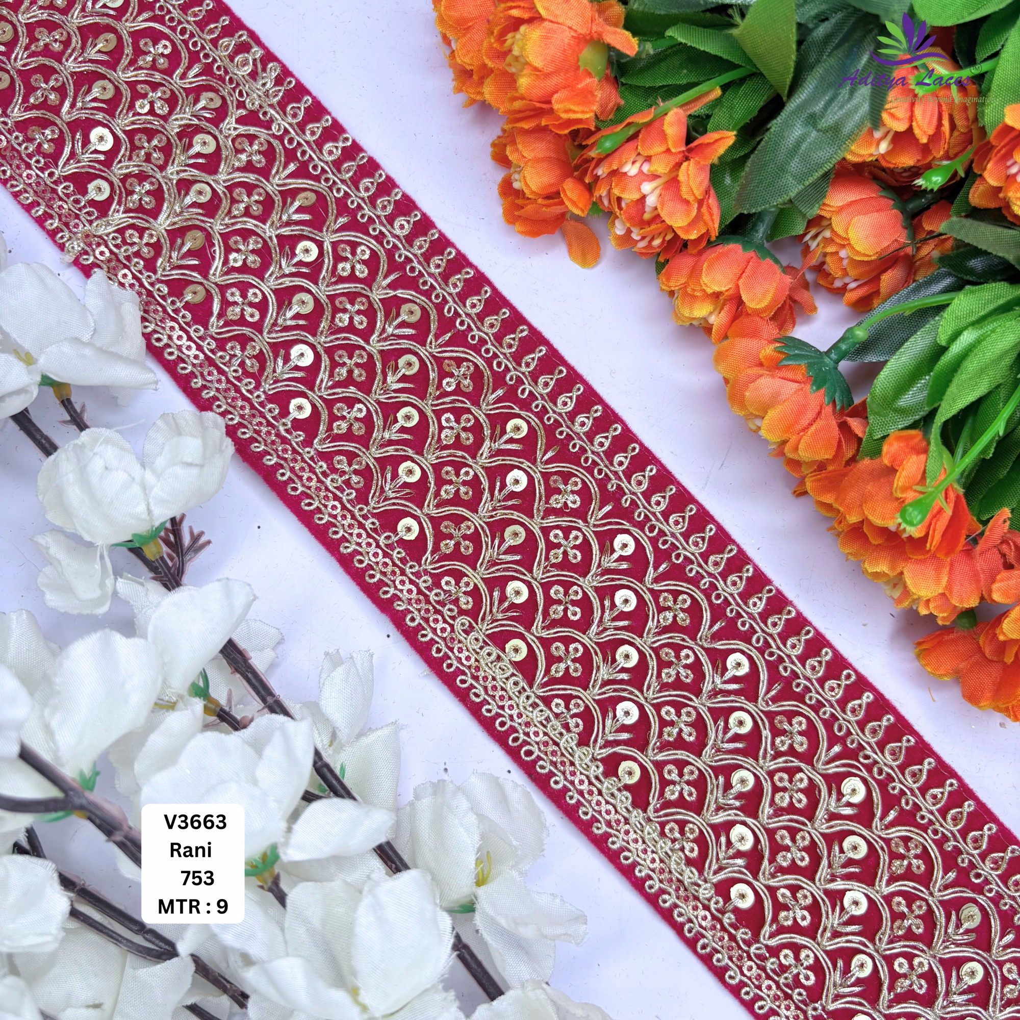Traditional Velvet Lace Border Trim for Saree Lehenga Bridal Wear
