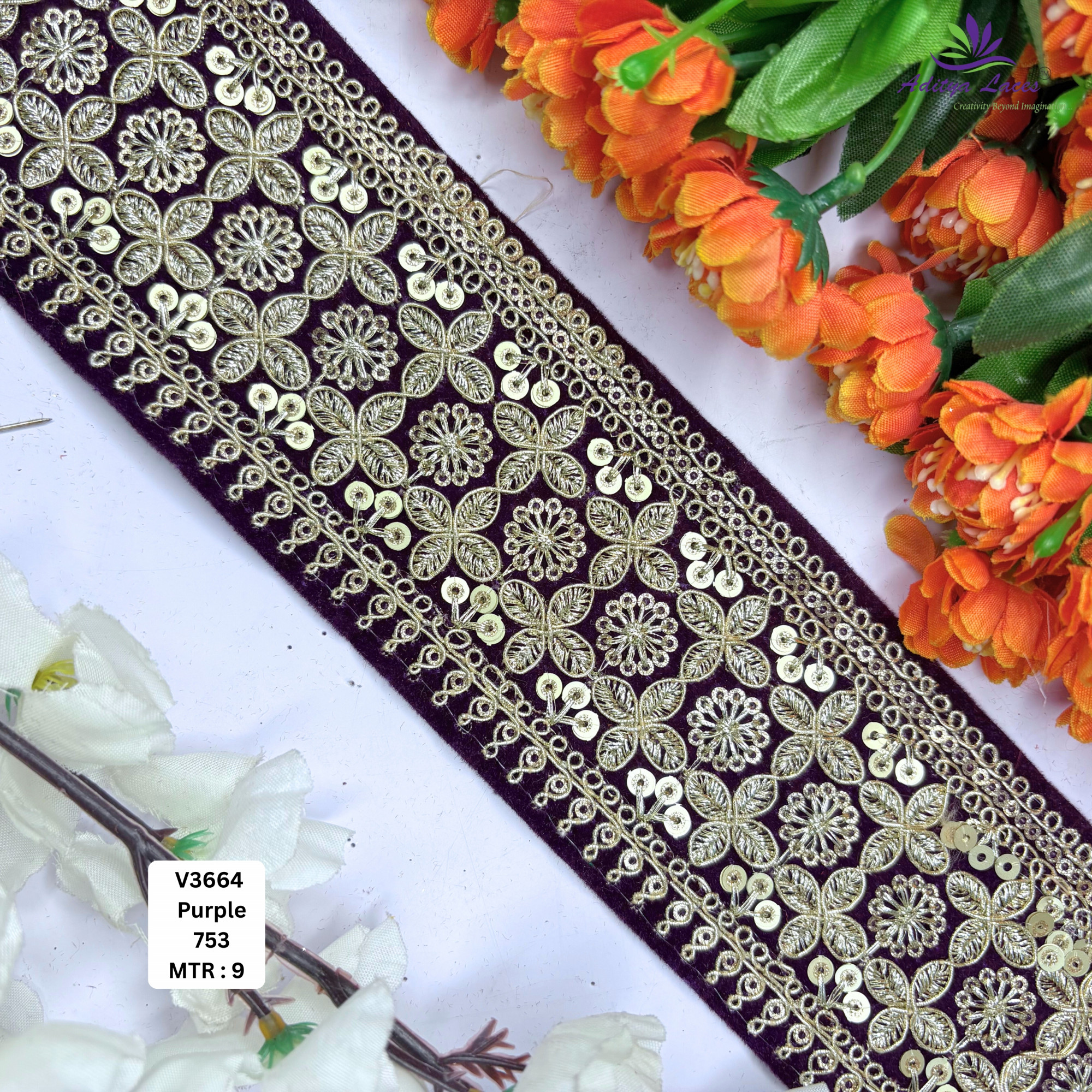 Velvet Multicolor Embroidery Lace Trim Designer Saree Border Bridal Beads Lace Decorative Fashion Trim