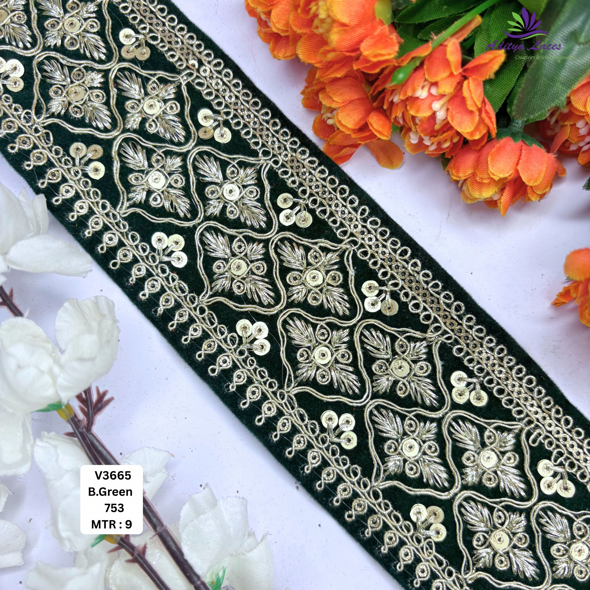 Decorative Velvet Lace Border Trim for Saree Lehenga Bridal Wear