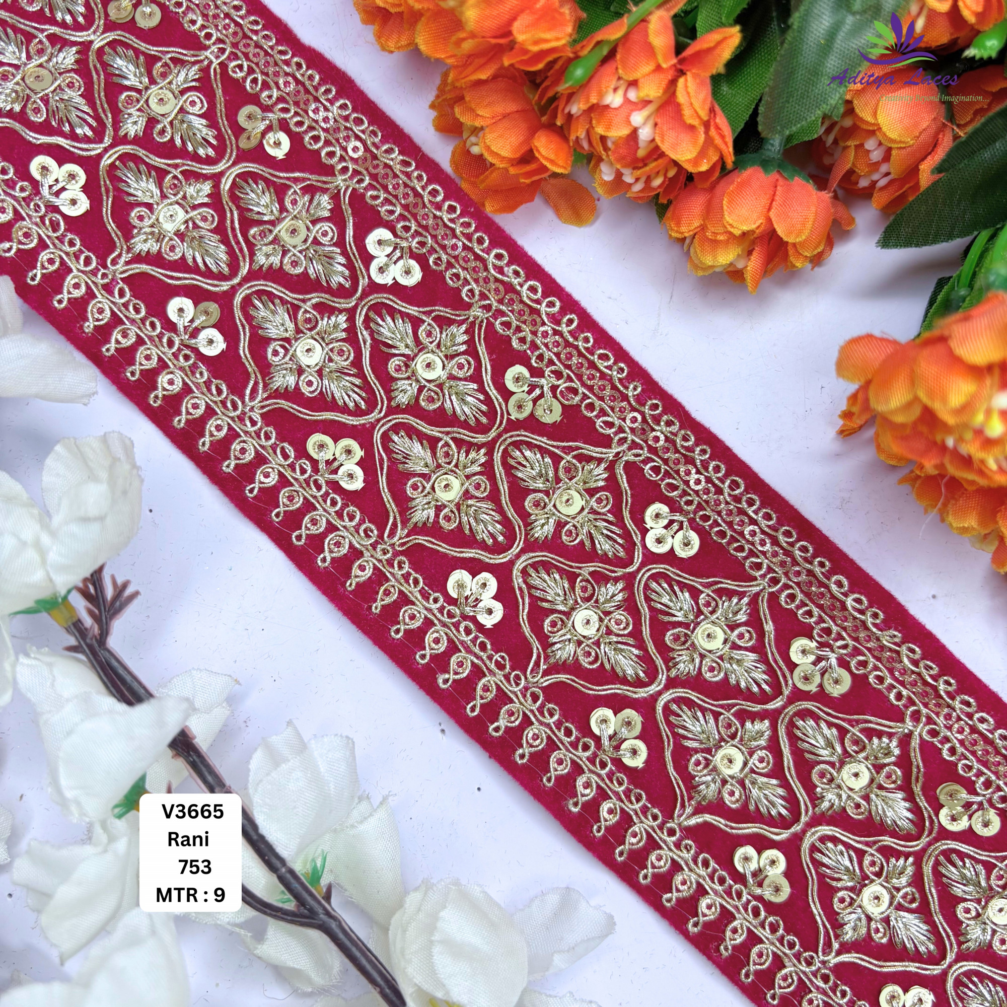 Decorative Velvet Lace Border Trim for Saree Lehenga Bridal Wear