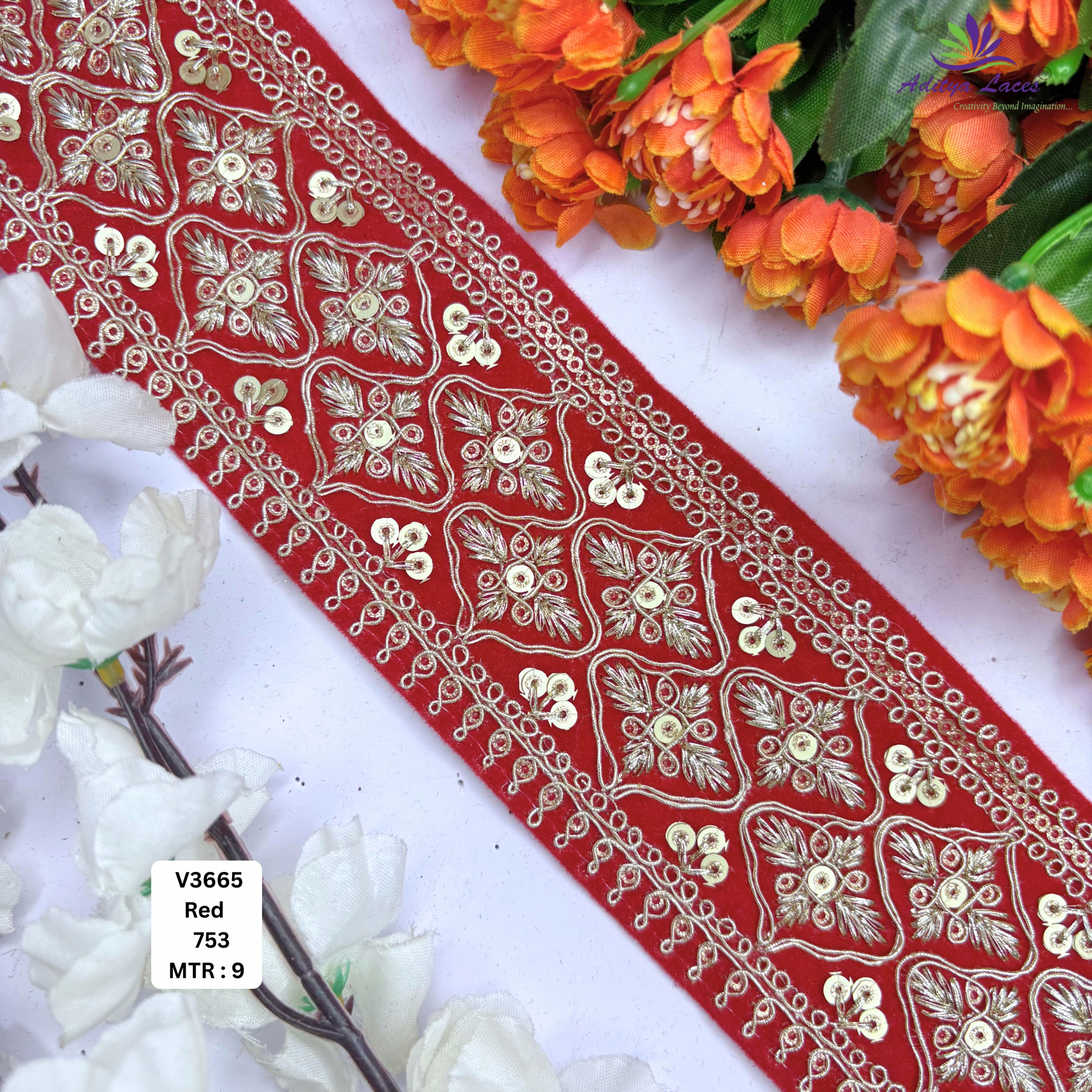 Decorative Velvet Lace Border Trim for Saree Lehenga Bridal Wear
