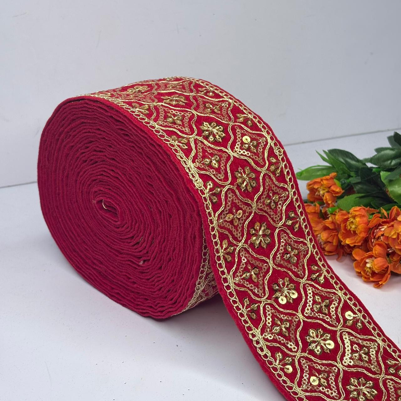 Elegant Velvet Lace Border Trim for Saree Lehenga Bridal Wear