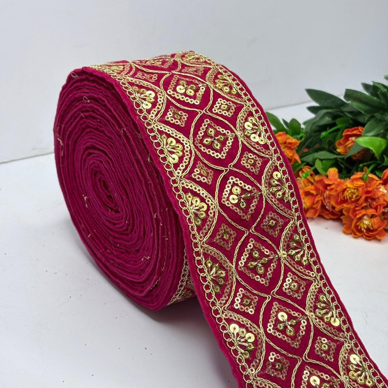 Premium Velvet Lace Border Trim for Saree Lehenga Bridal Wear