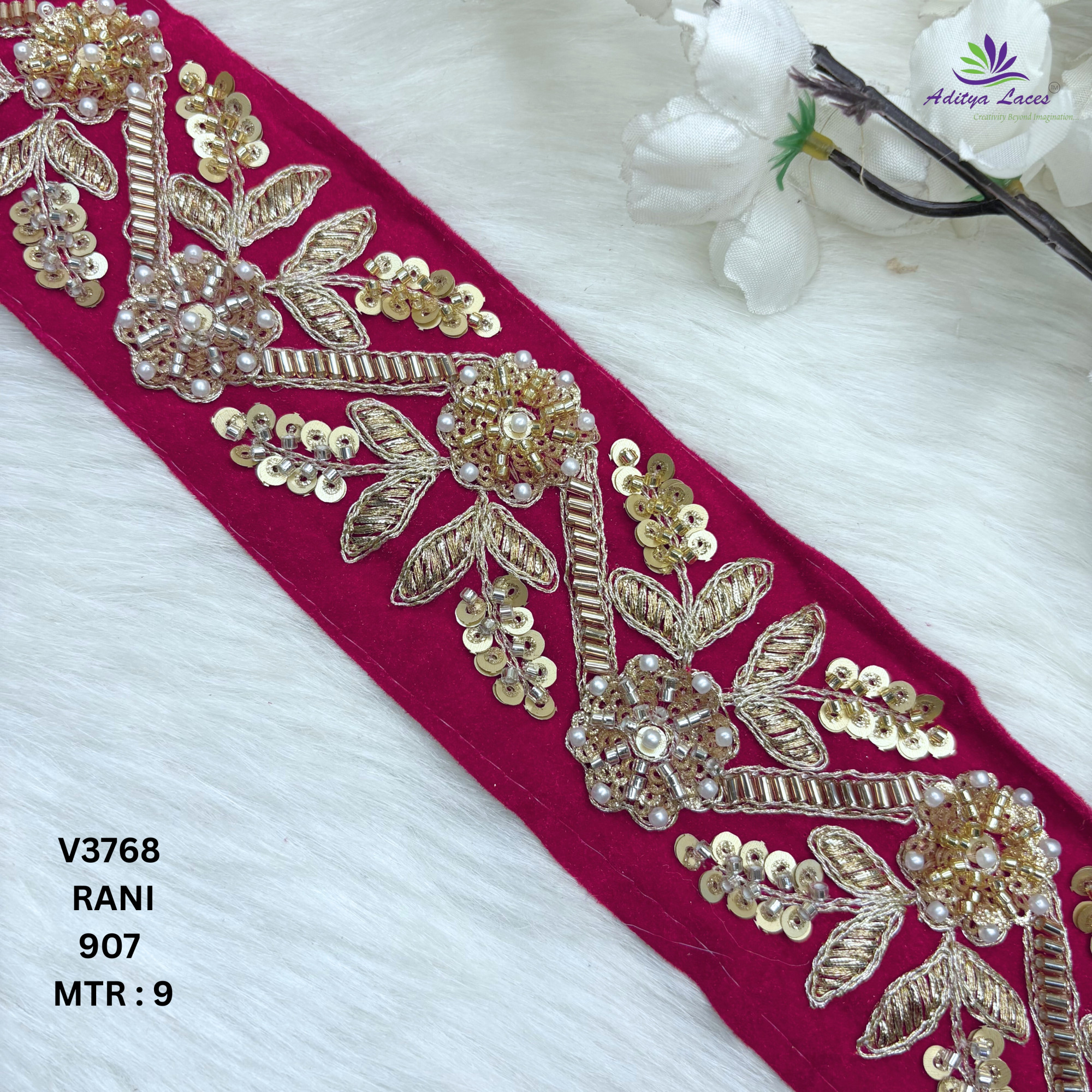 Classic Velvet Lace Border Trim for Saree Lehenga Bridal Wear