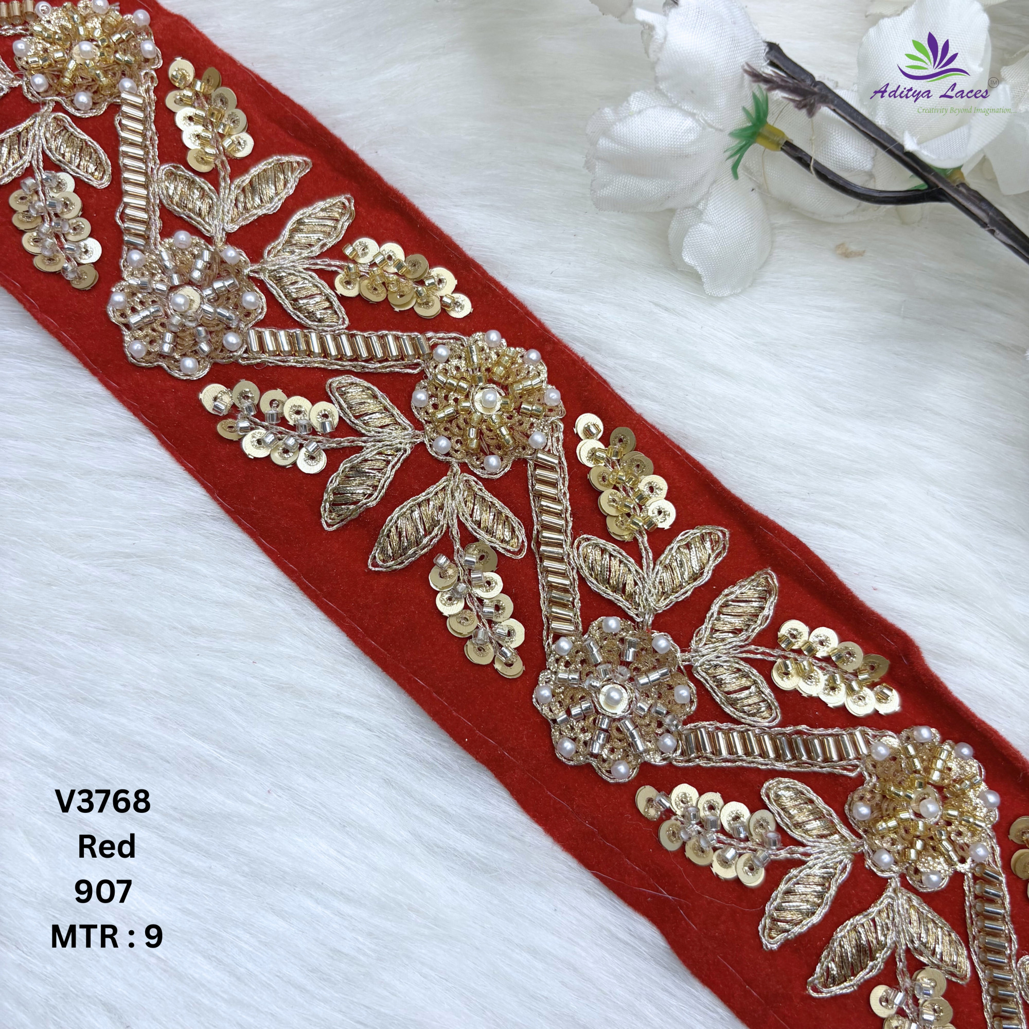 Classic Velvet Lace Border Trim for Saree Lehenga Bridal Wear