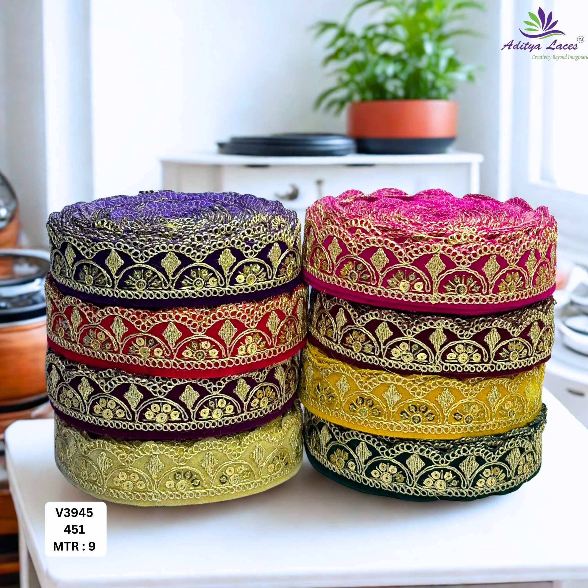 Velvet Multicolor Embroidery Lace Trim Collection Designer Saree Border Bridal Beads Lace Decorative Fashion Trim