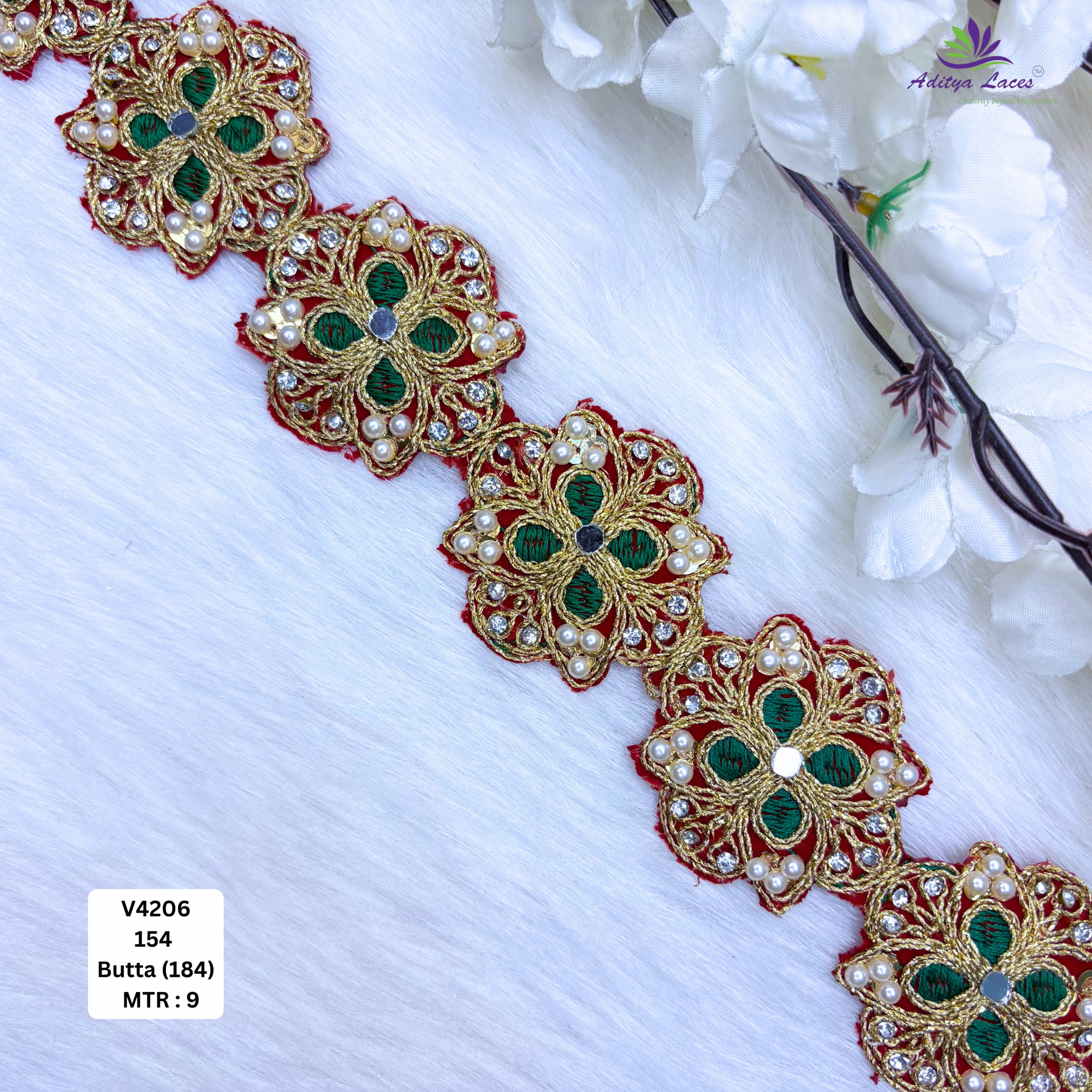 Decorative Velvet Lace Border Trim for Saree Lehenga Bridal Wear