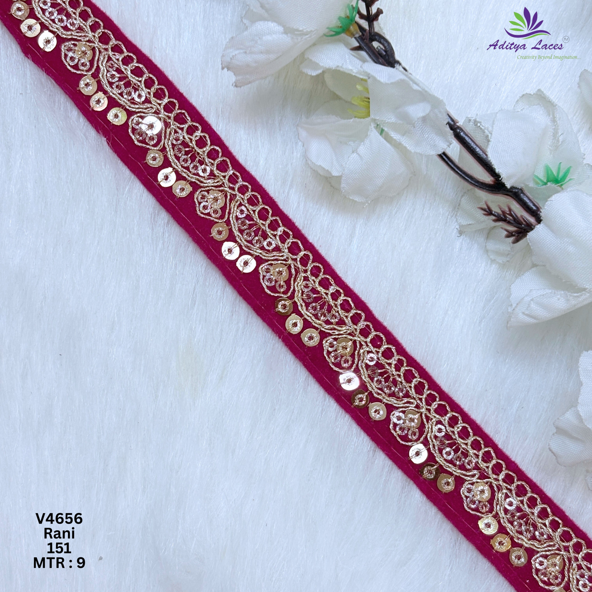 Designer Multicolor Velvet Scalloped Sequin Lace Border for Sarees Bridal Wear Floral Embroidery Fashion Trim