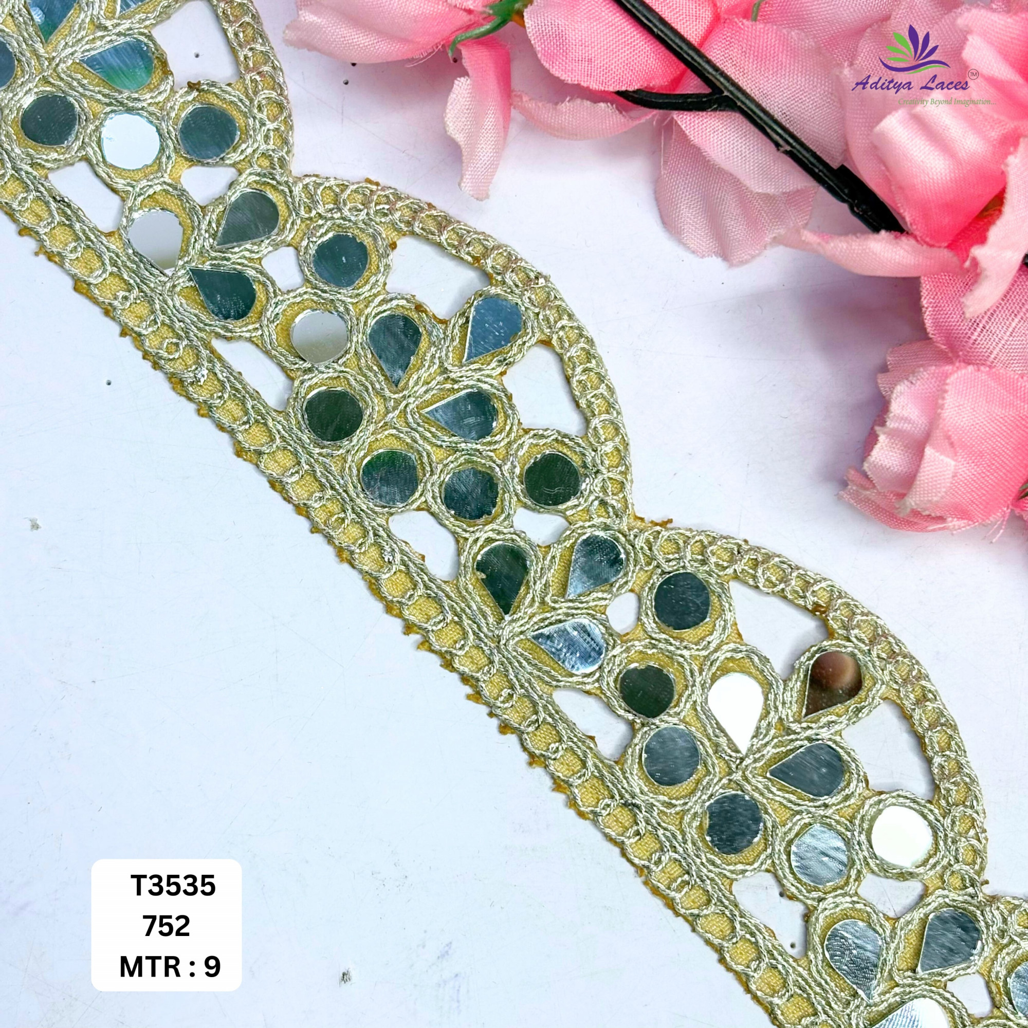Ethnic Tissue Handwork Lace Border for Saree Bridal Ethnic Wear