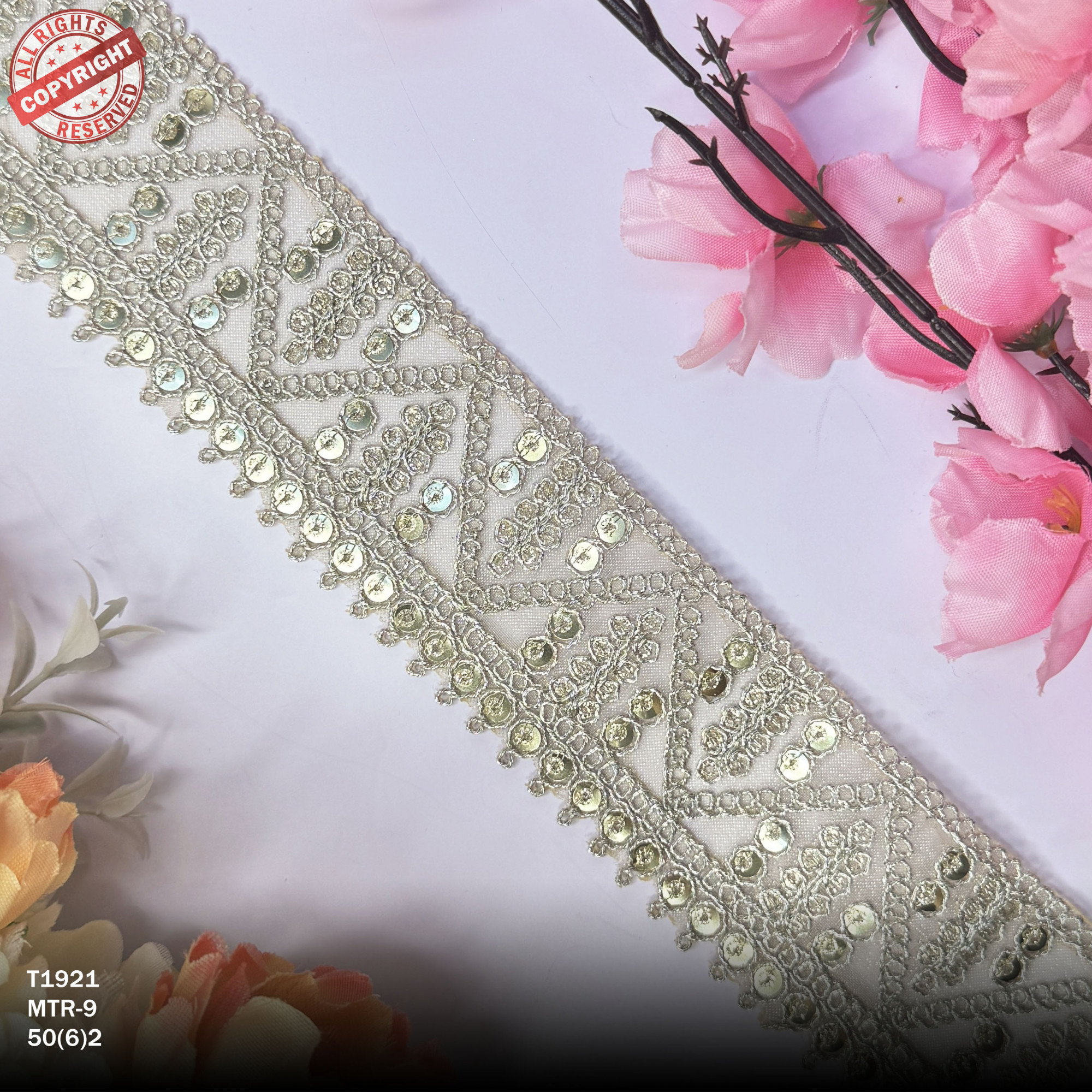 Designer Copper Gold Embroidery Lace Trim for Saree Garments