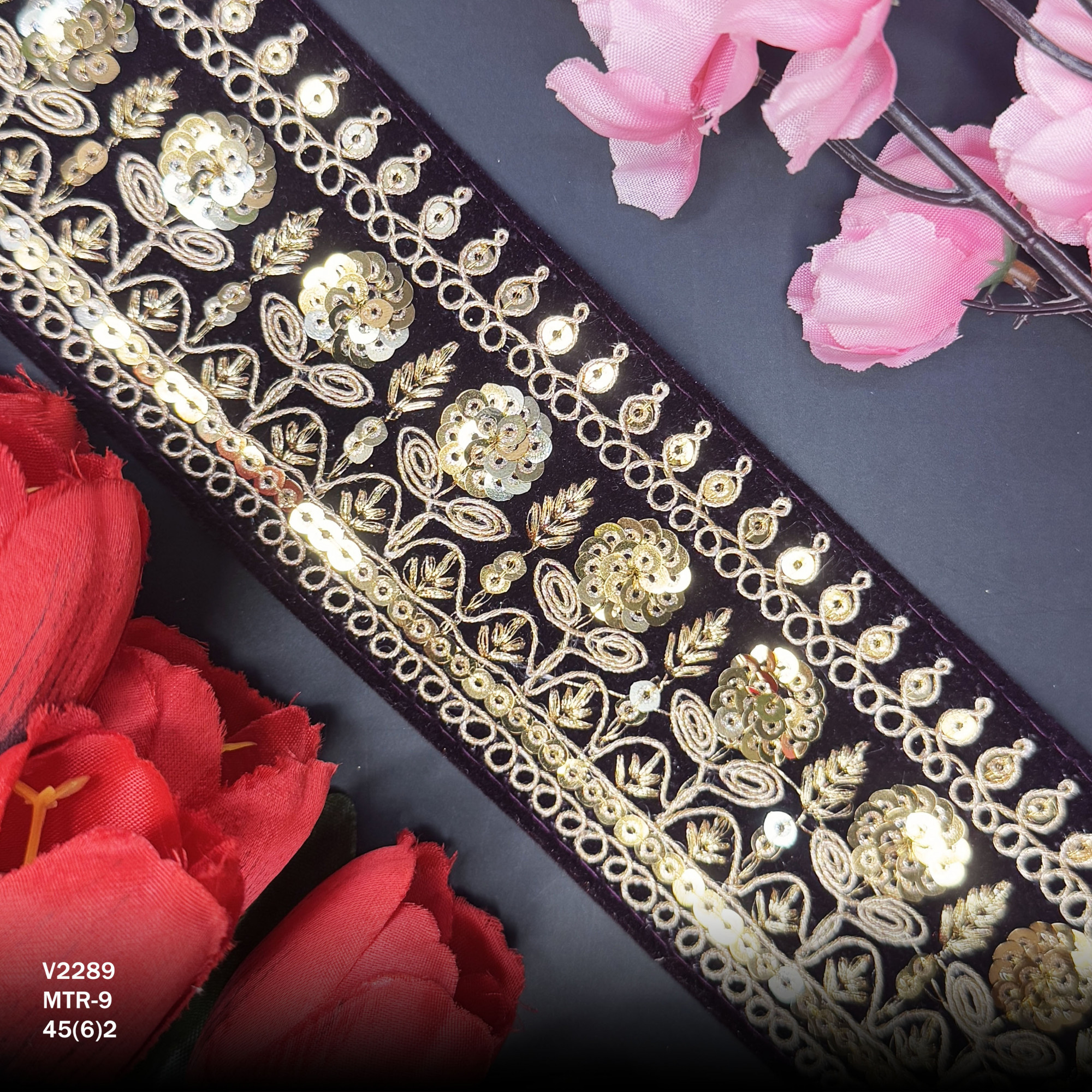 Elegant Velvet Lace Border Trim for Saree Lehenga Bridal Wear