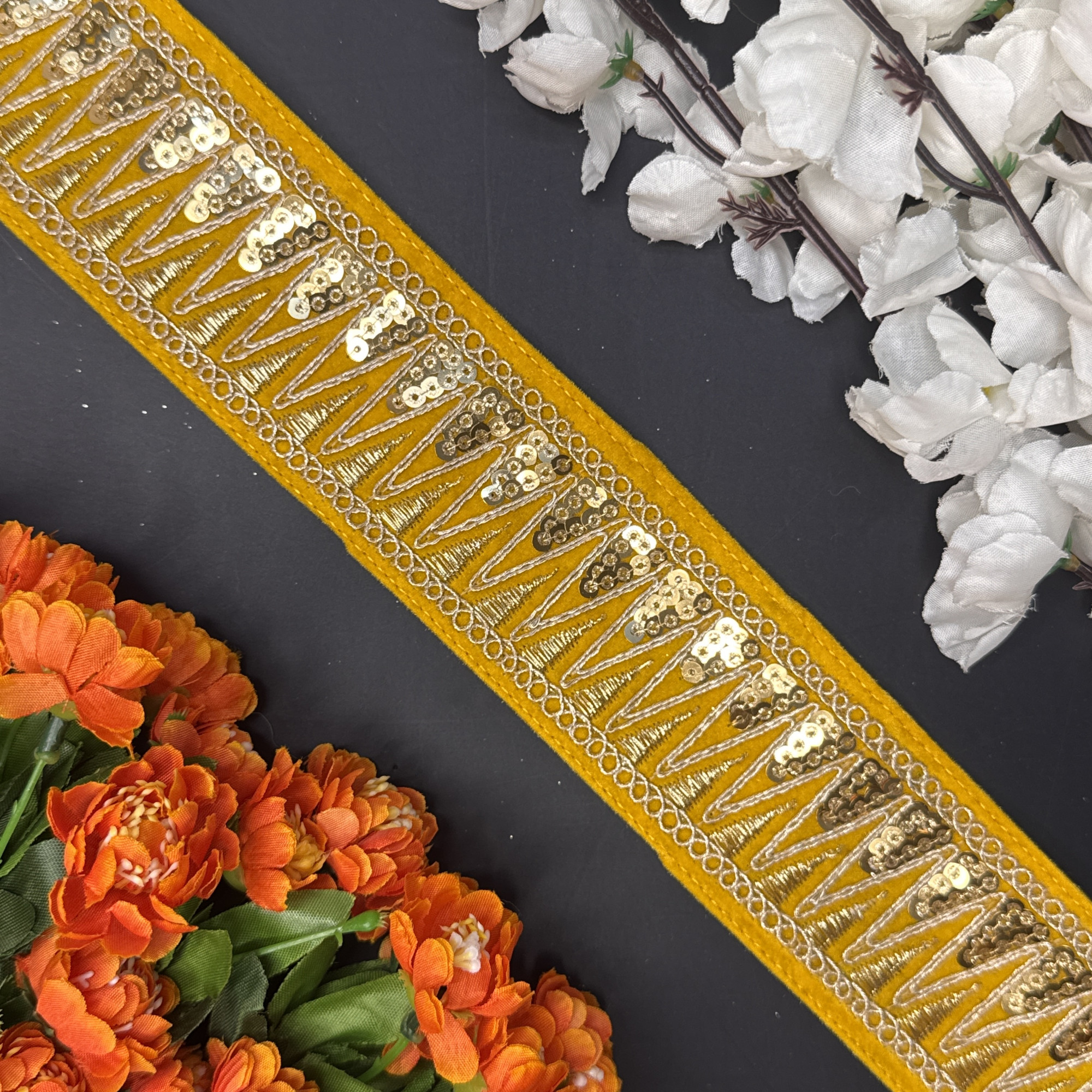 Decorative Velvet Lace Border Trim for Saree Lehenga Bridal Wear