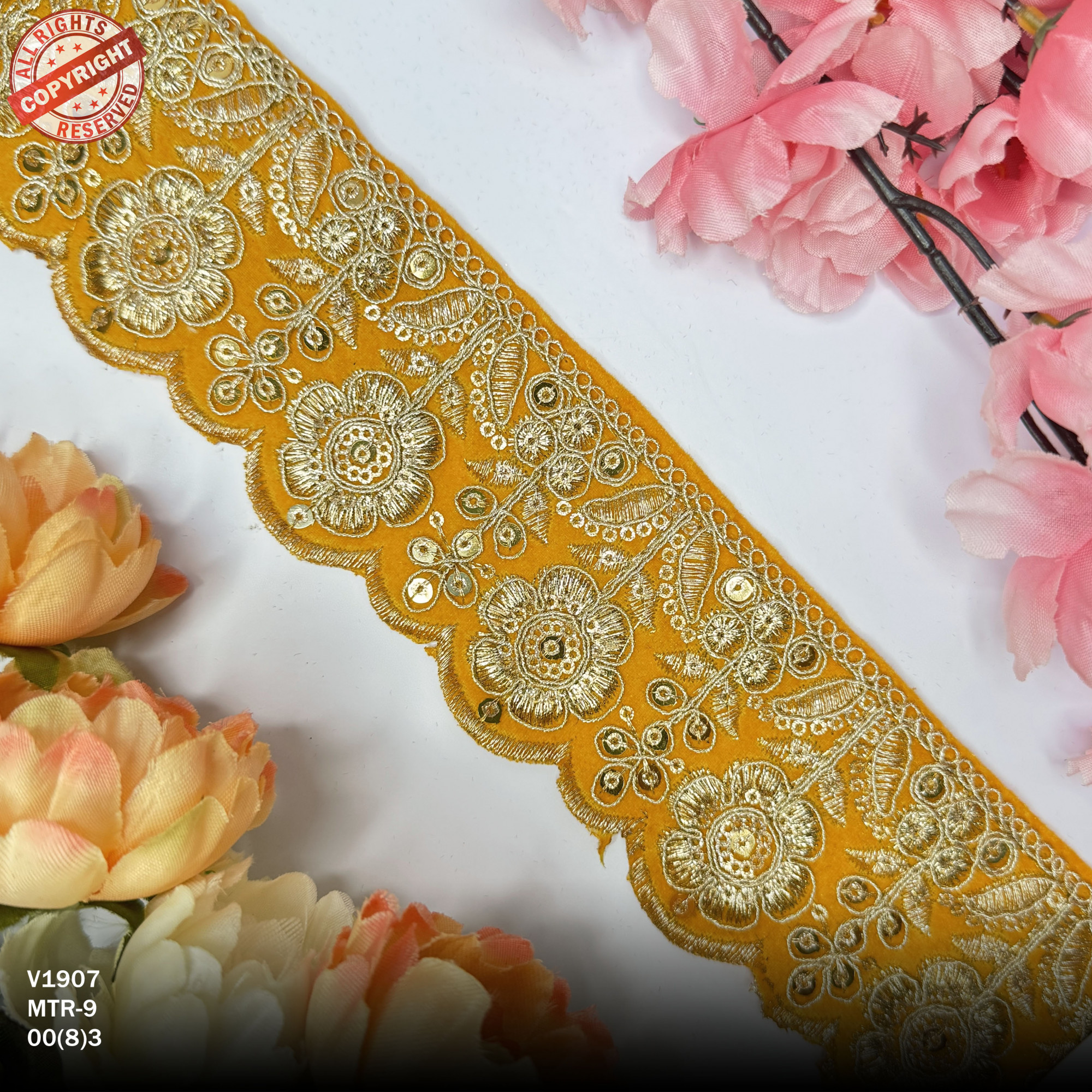 Designer Velvet Lace Border Trim for Saree Lehenga Bridal Wear