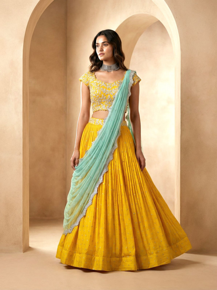Image of ? Sunshine Mint Elegance Lehenga