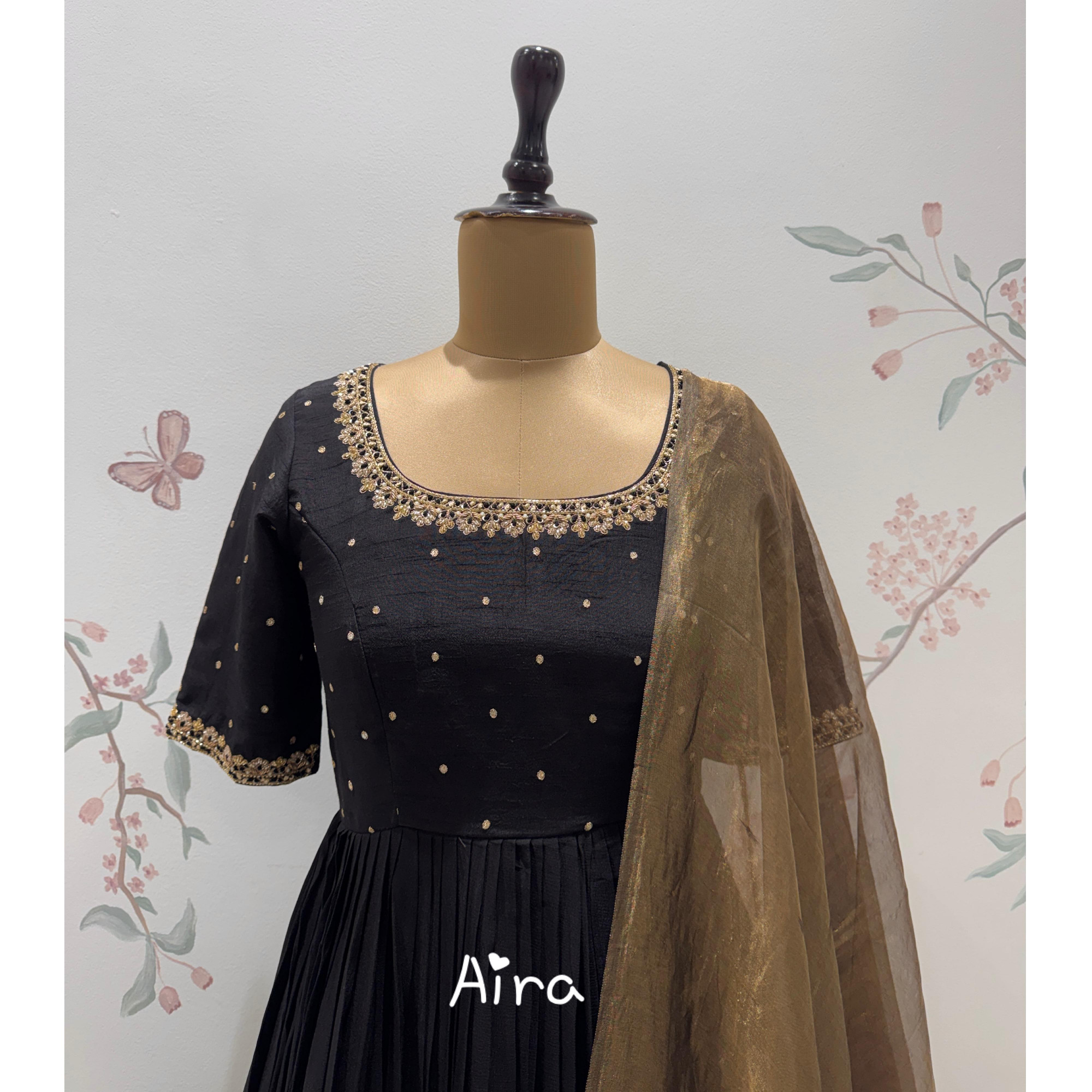 Black   Gold Anarkali Set with a Rich Banarasi-Style Dupatta