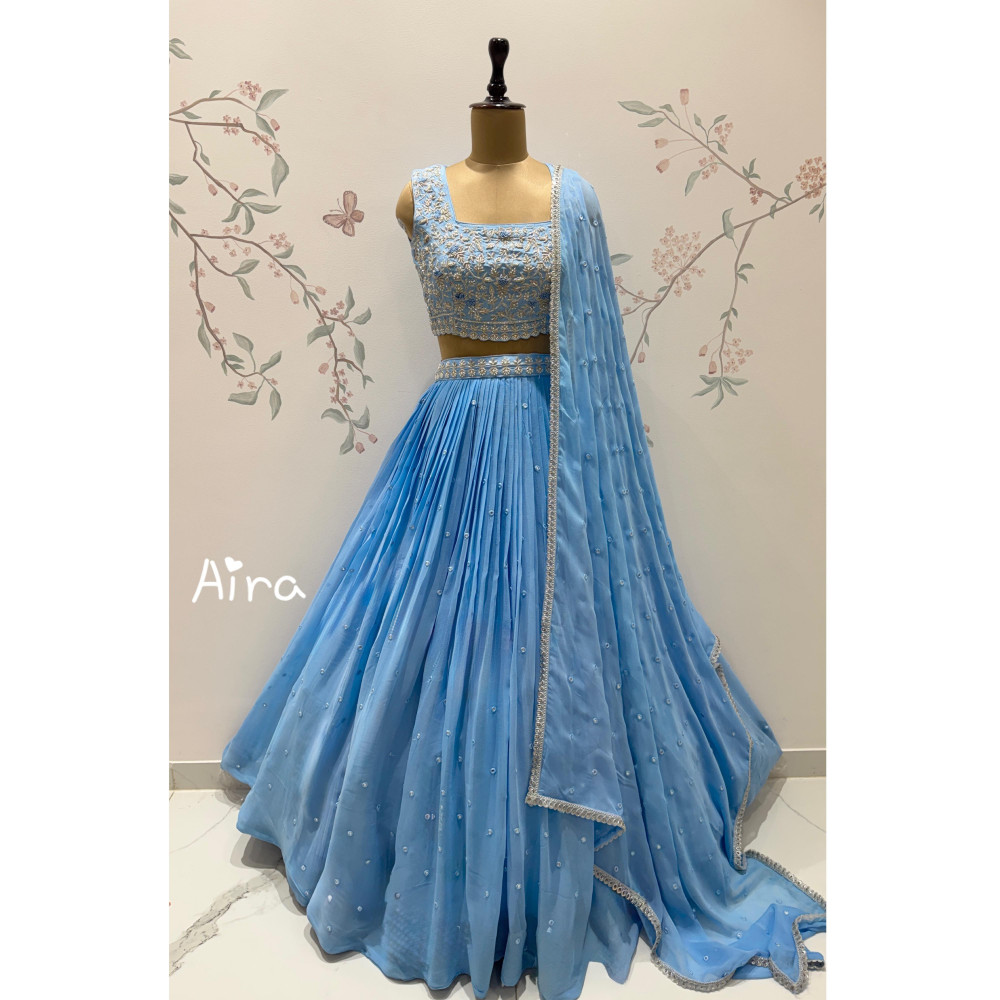 Image of Powder Blue Lehenga Set