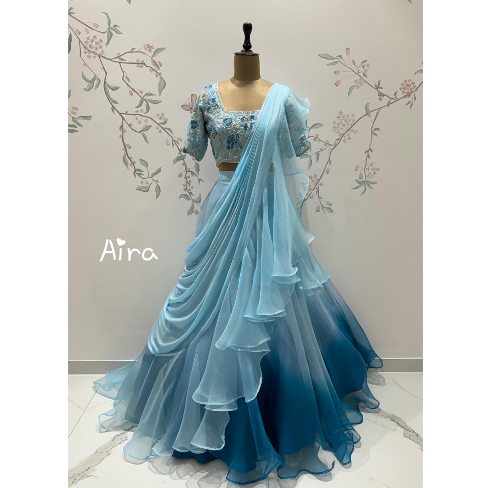 Image of Ice blue &amp; Teal Lehenga