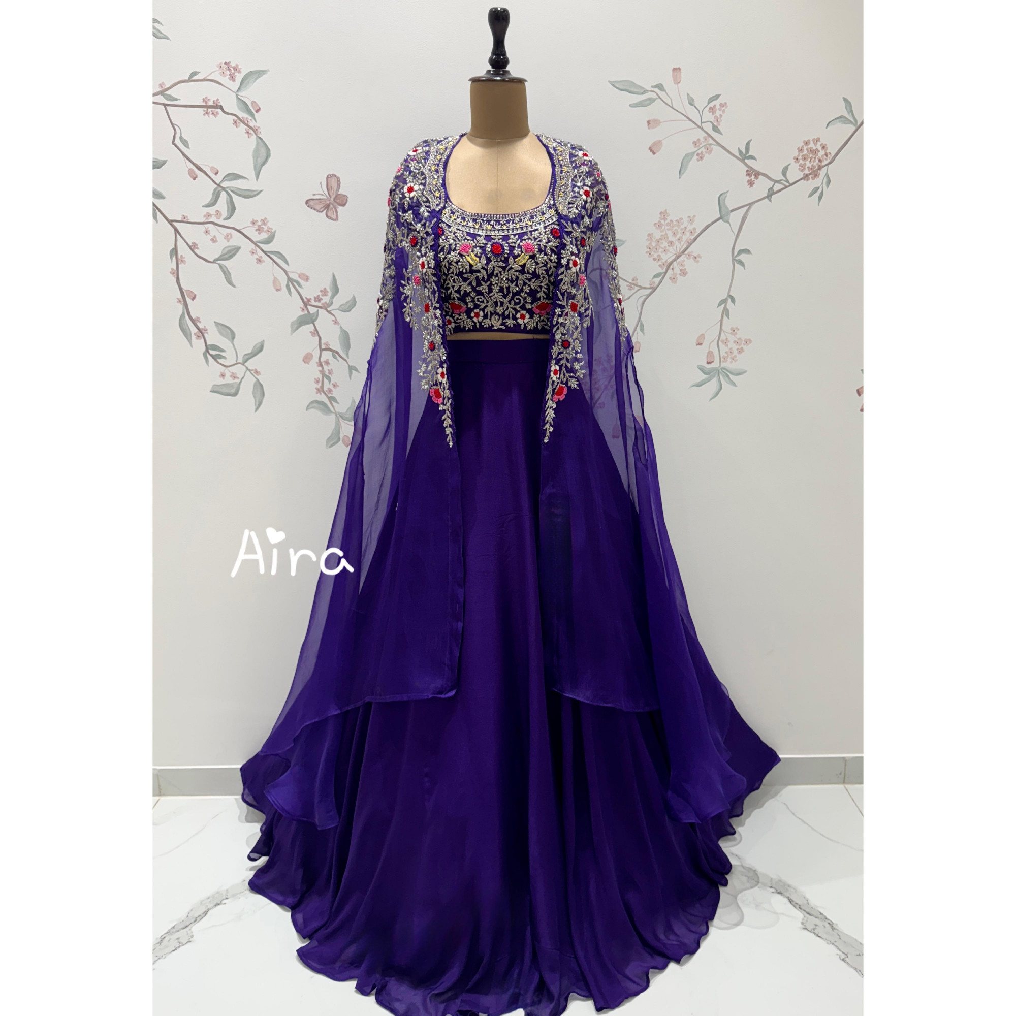 Deep Purple Lehenga Cape Set