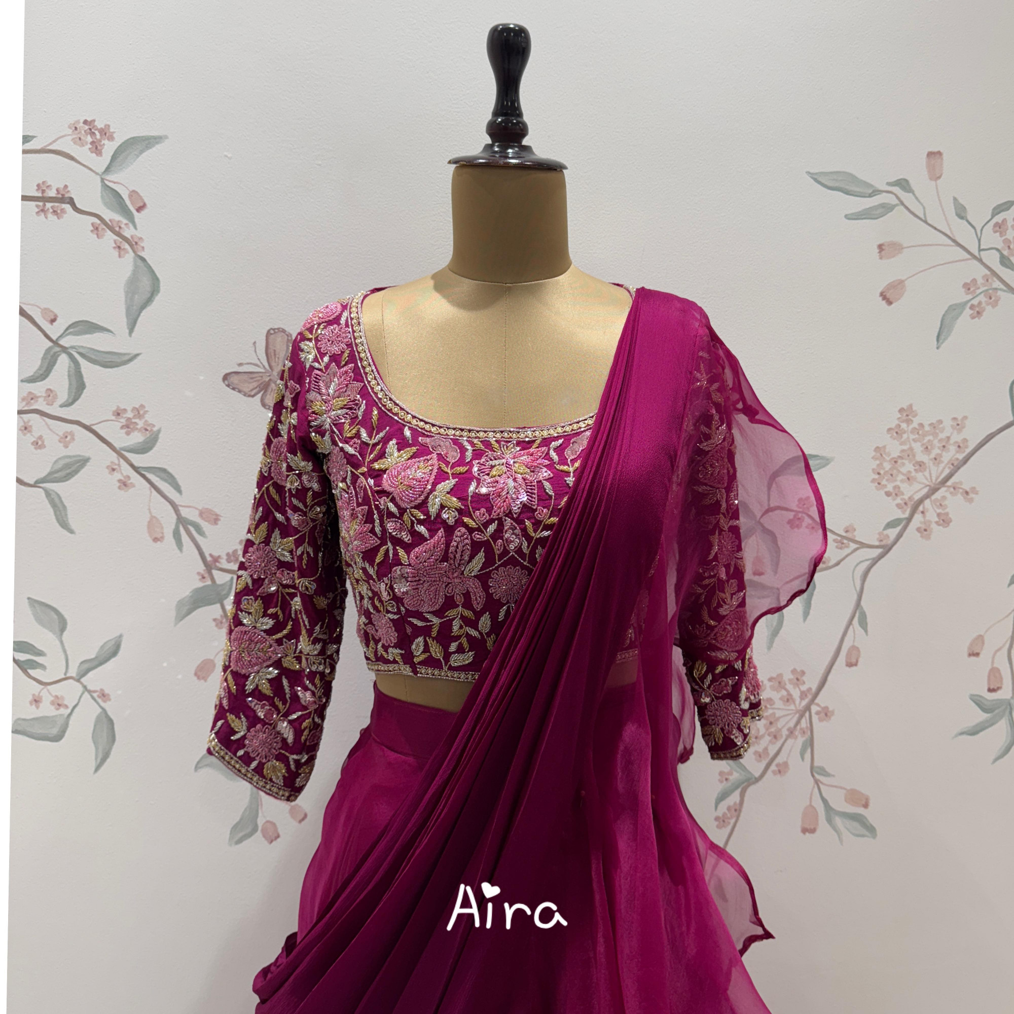 Regal Wine Drape Saree