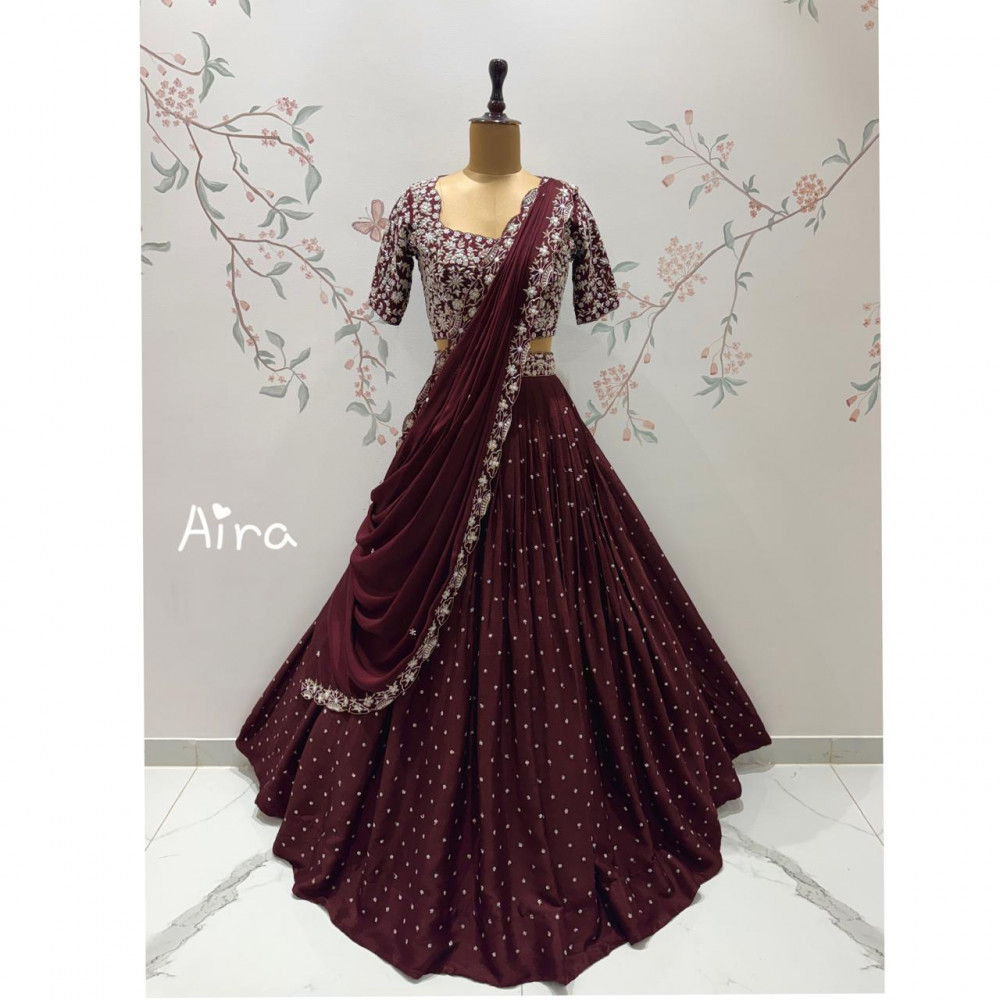 Image of Brown Merlot Lehenga