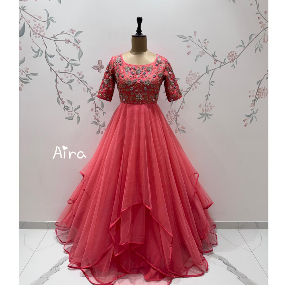 Image of Peach Net gown