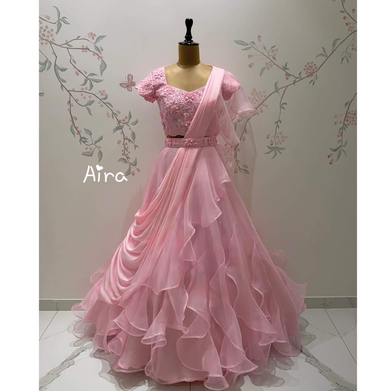 Cotton Candy Organza Drapesaree
