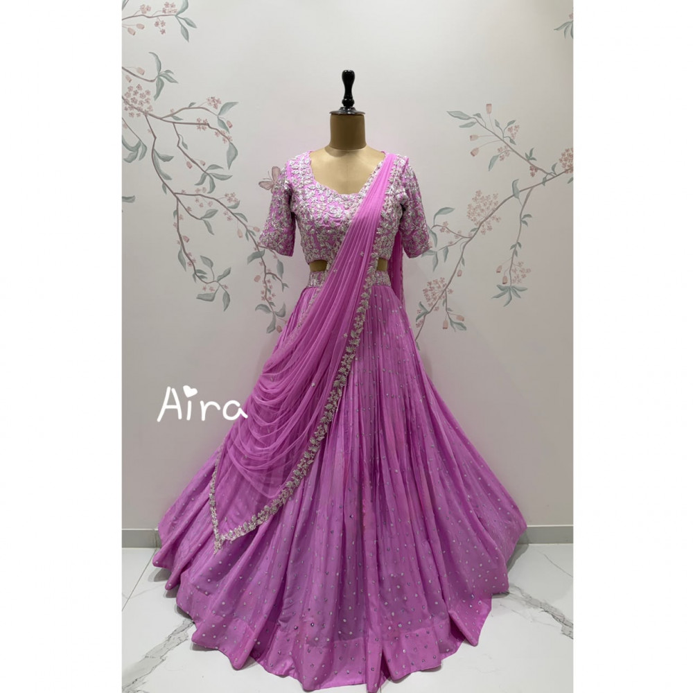 Image of Lilac Meadow Lehenga
