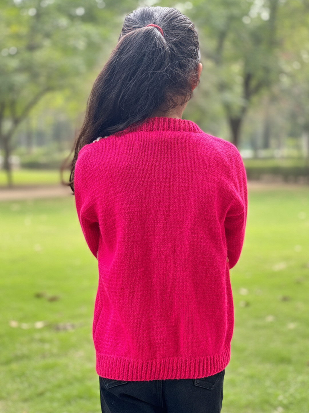 Woonie Floral Applique Pullover - Pink