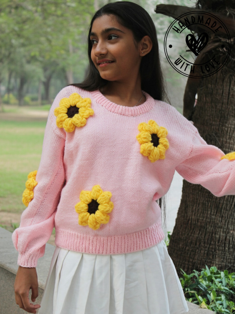 Image of Woonie Sunflower Pullover - Pink