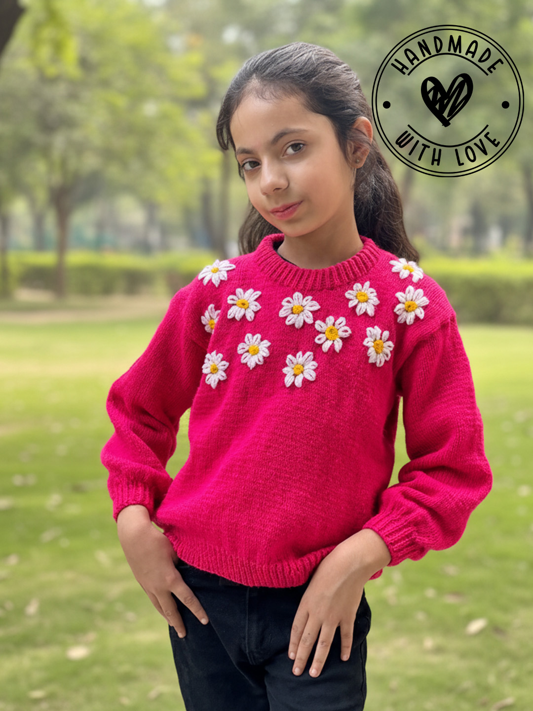 Woonie Daisy Floral Pullover - Pink