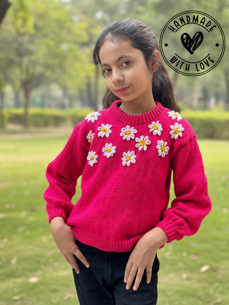 Image of Woonie Daisy Floral Pullover - Pink