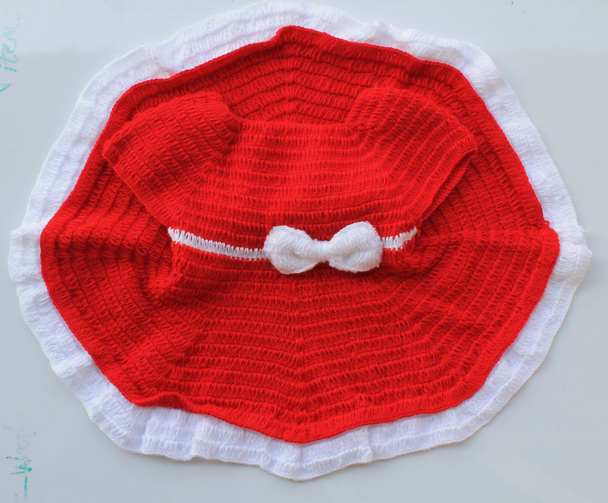 Premium Handmade Red Frock with Headband and Matching Booties