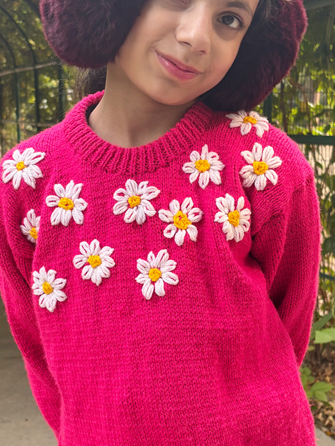 Woonie Daisy Floral Pullover - Pink