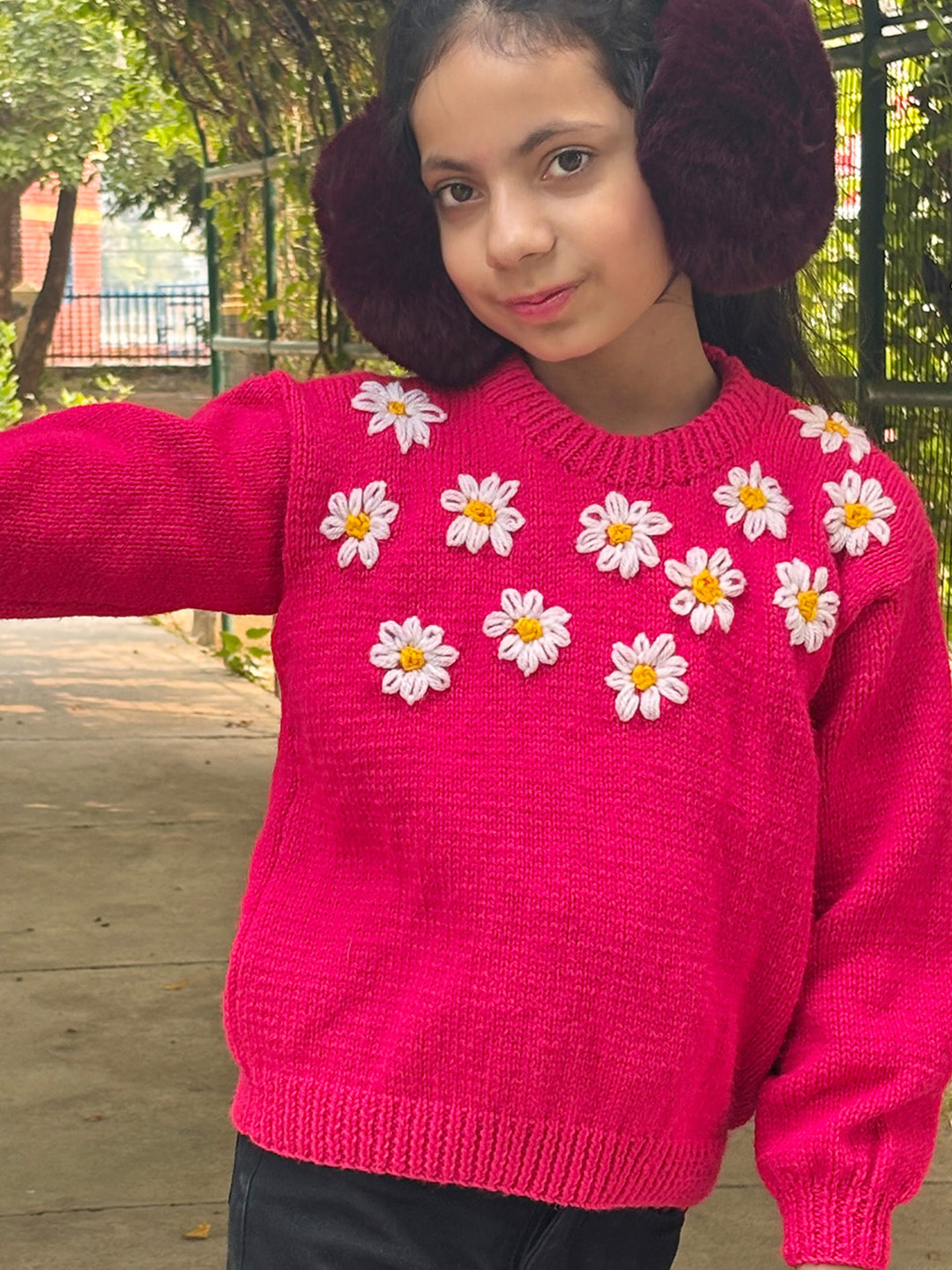 Woonie Daisy Floral Pullover - Pink