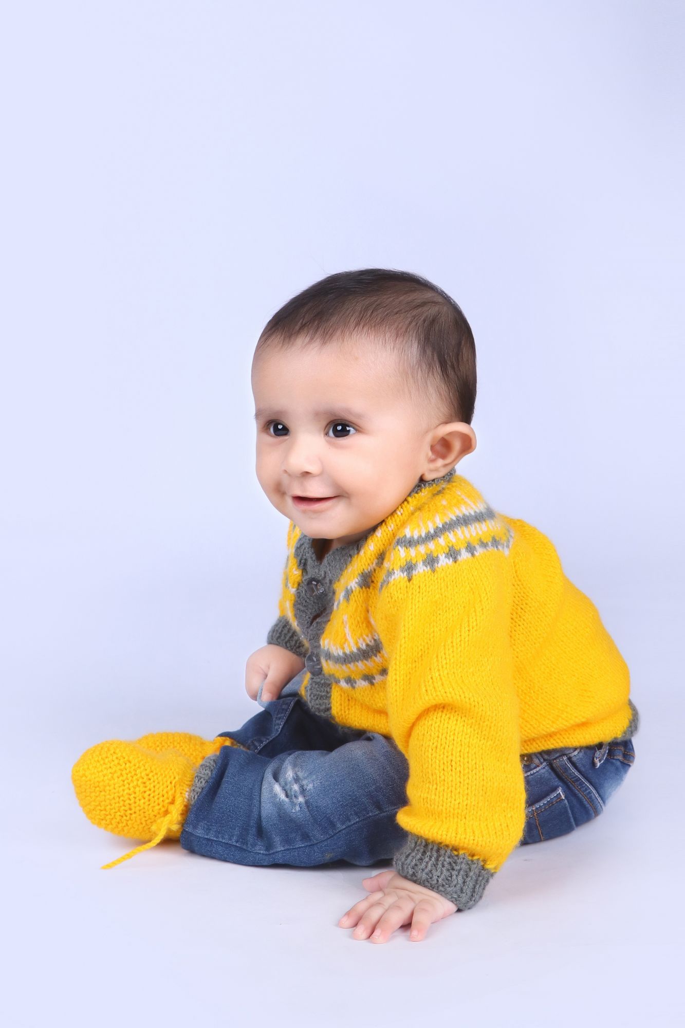 Handmade Knitted Orange Sweater Set for Infants - Orange Woonie