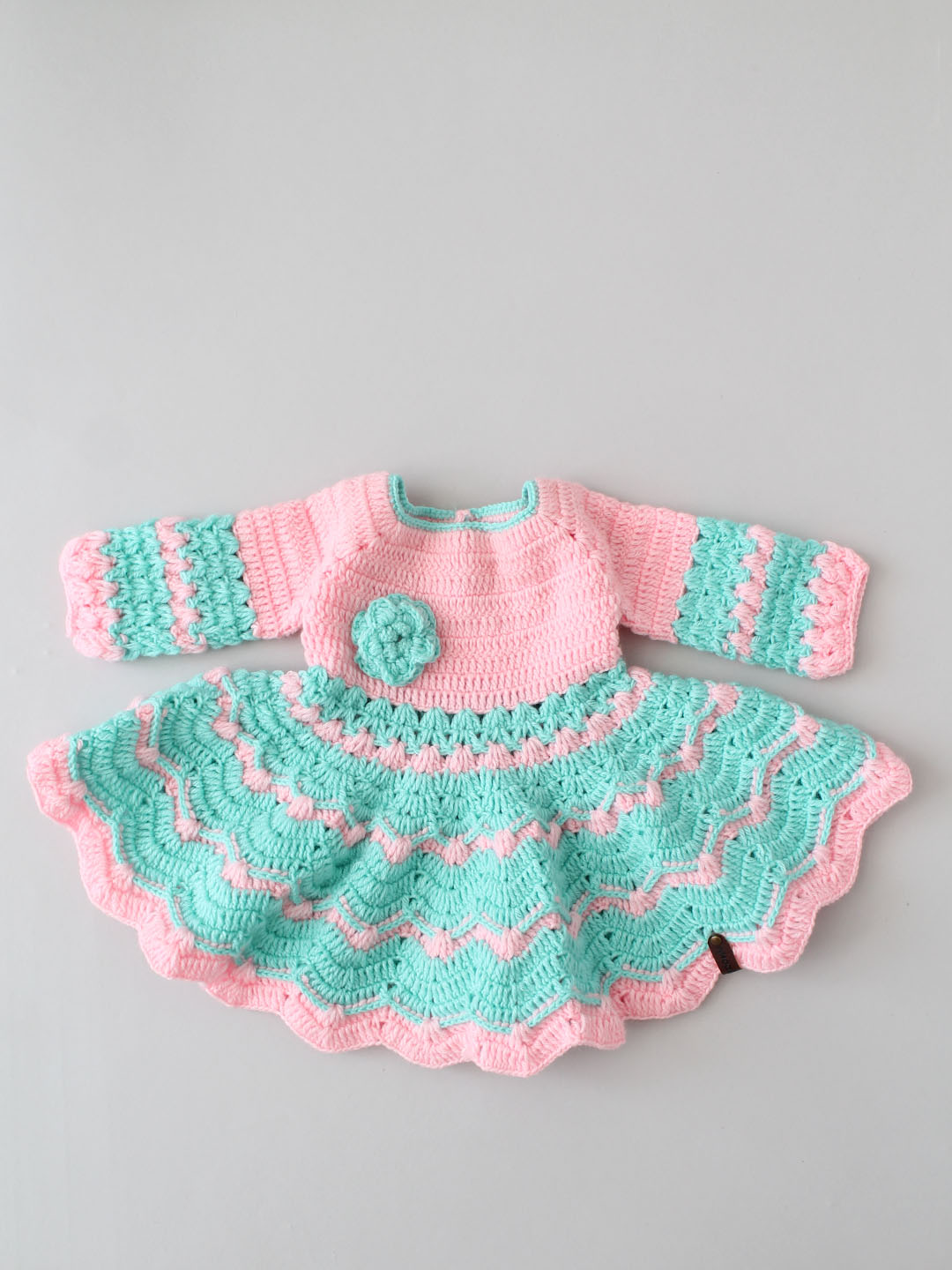 Baby Girl Woollen Dress with Hairband and Booties - Turquoise