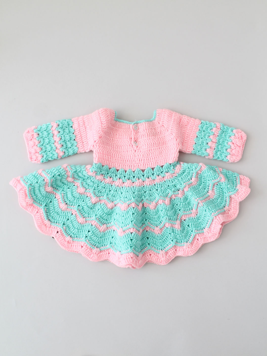 Baby Girl Woollen Dress with Hairband and Booties - Turquoise