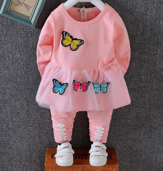 Baby Pink Butterfly Applique Set for Girls