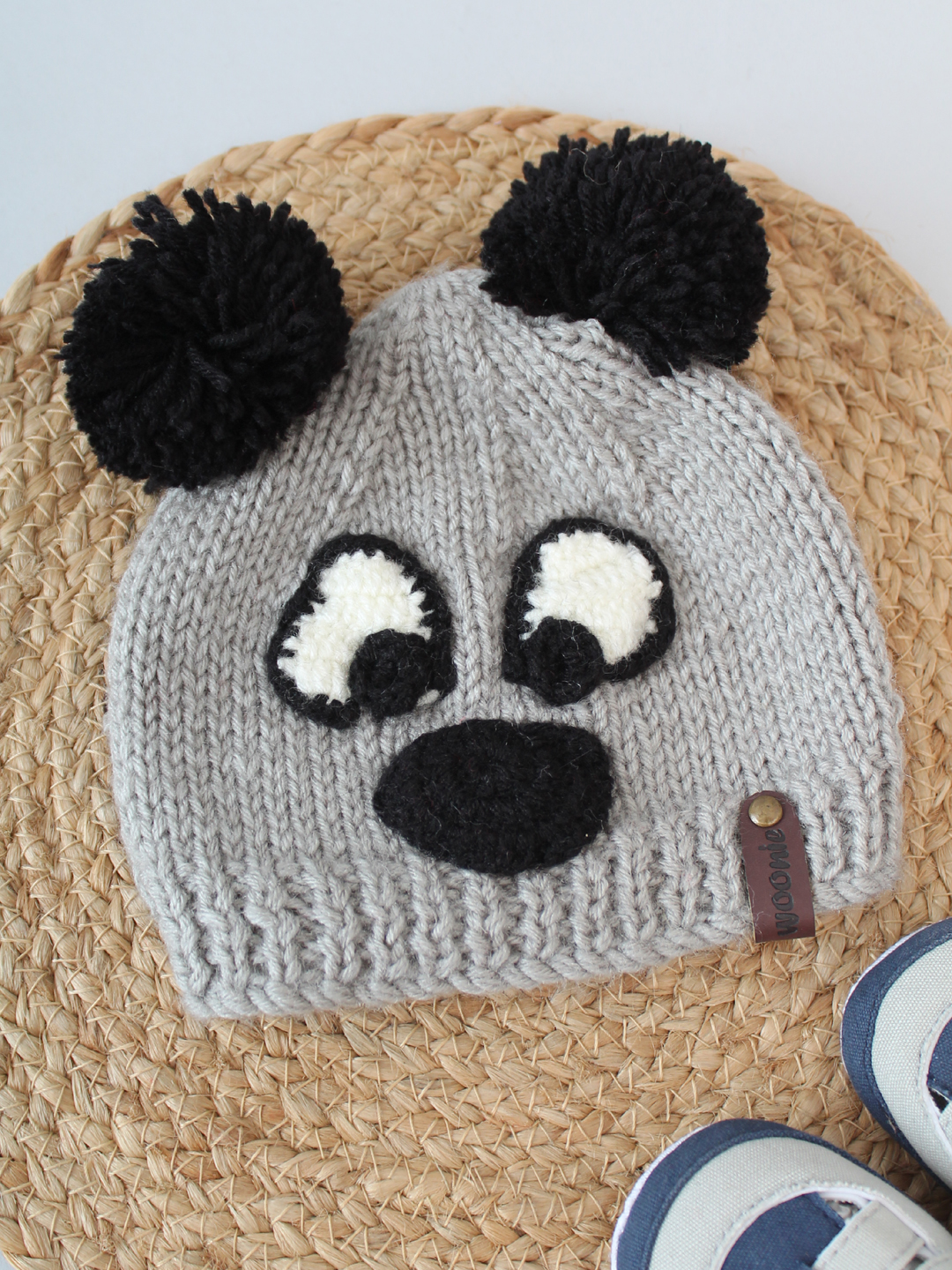 Bear Beanie for Newborn - Grey