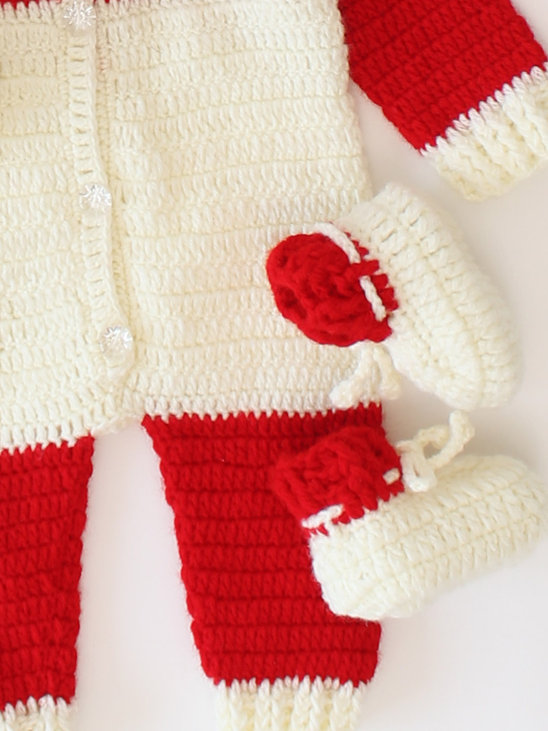Bear Hooded Jumpsuit for Infants with Boots - Red
