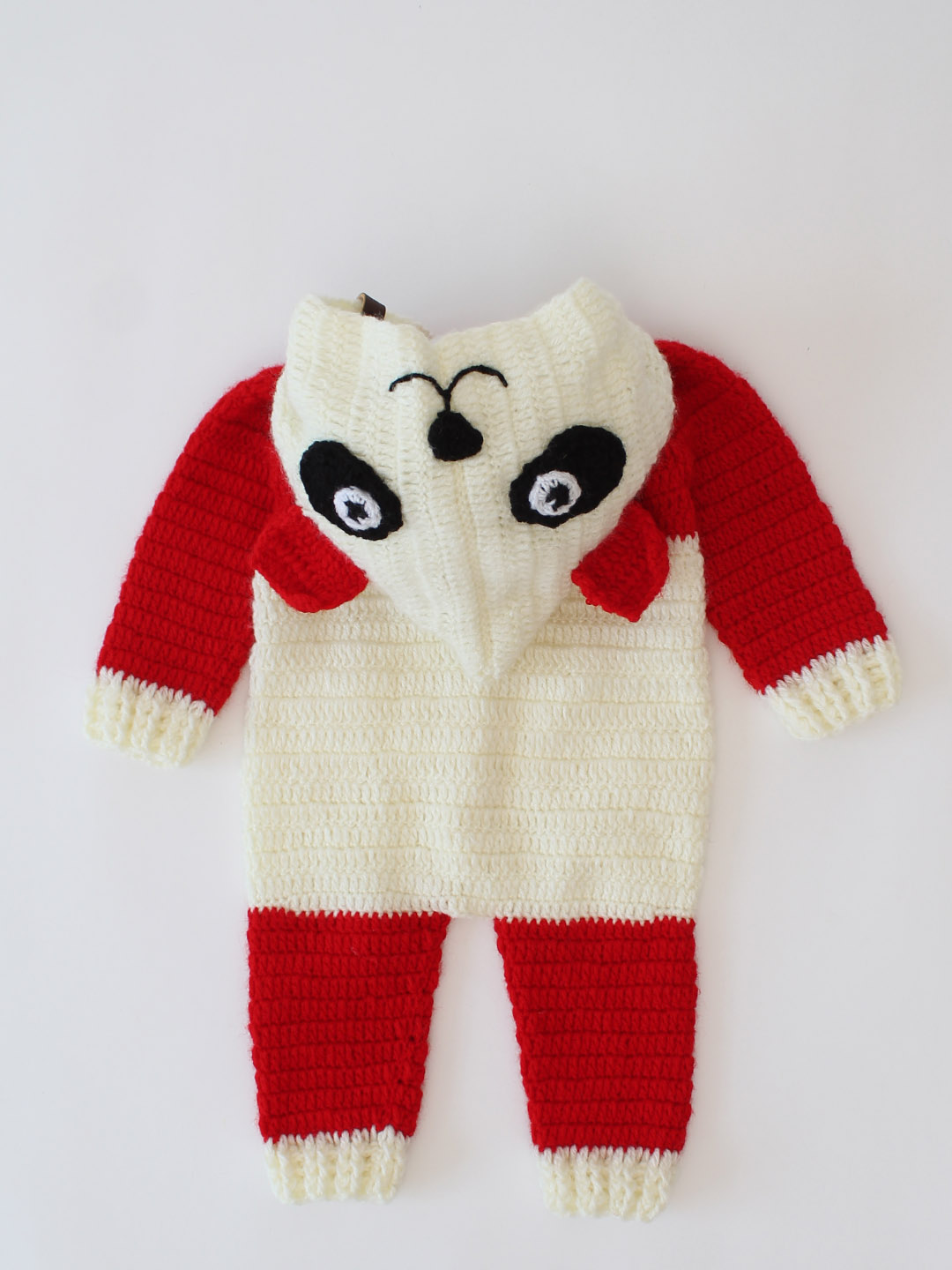 Bear Hooded Jumpsuit for Infants with Boots - Red