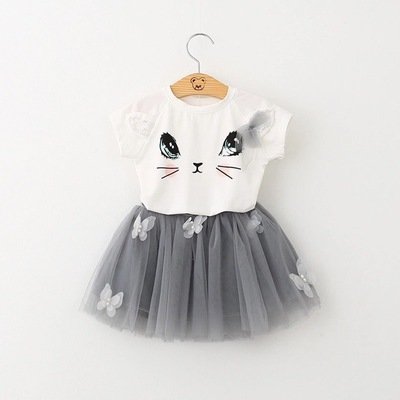 Image of Beautiful Grey Kitty Skirt set