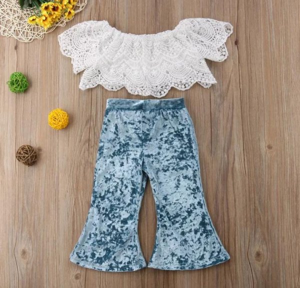 Image of Beautiful Lace Top With Velvet Bottom