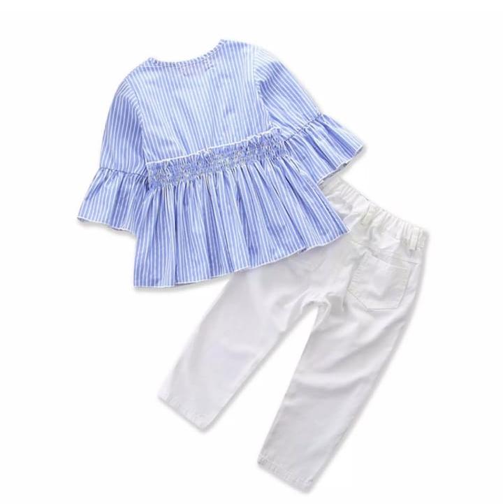 Bell Sleeve Top with White Bottom