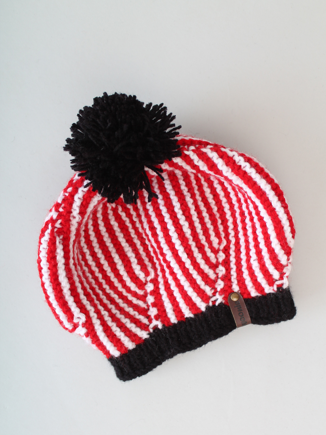 Beret Hat with Pom Pom for Kids - Red and Black