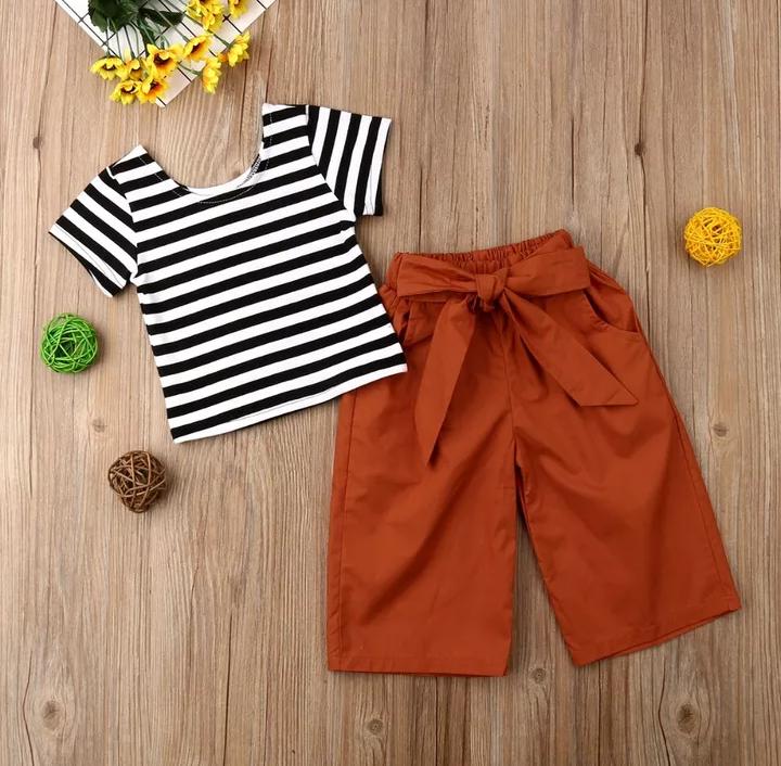 Black & White Top With Brown Bottom