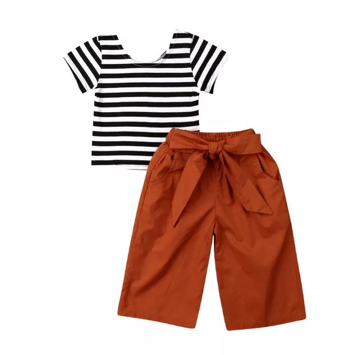 Black & White Top With Brown Bottom
