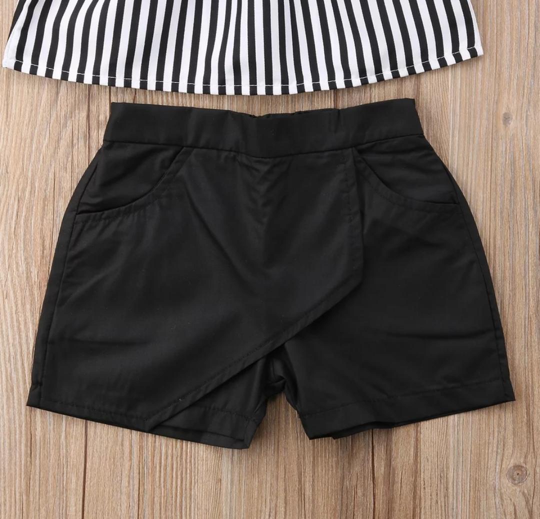 Black Top and Shorts Set
